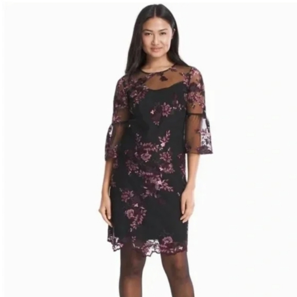 White House Black Market Flower Embroidery Mini Dress